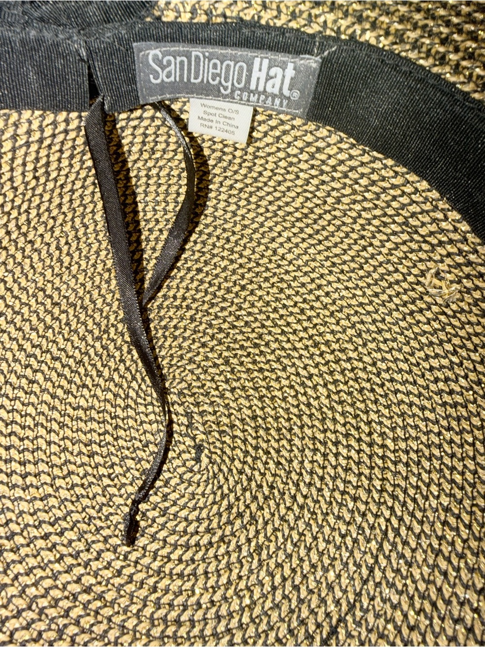 San Diego Hat Company Tan Sun Hat with Black Bow, Adjustable - Picture 8 of 8